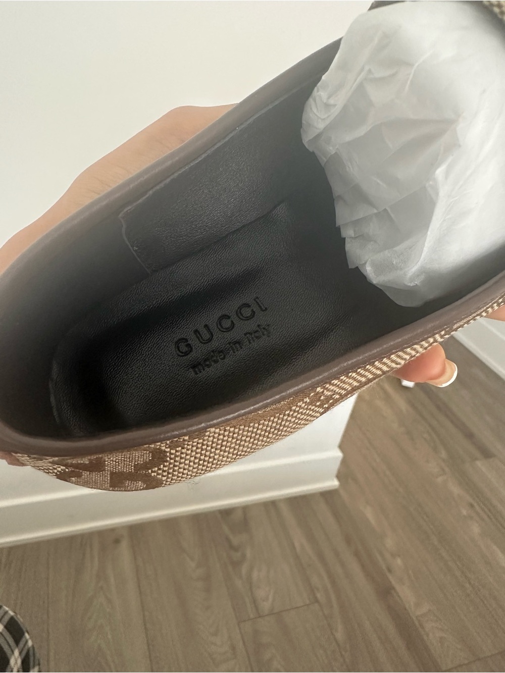 Gucci Beige & Brown GG Canvas Horsebit Loafers - Picture 4 of 8